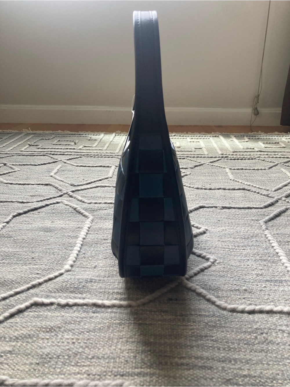 Last Chance!!! COACHTOPIA Woven Checker Hobo Shoulder Bag in Dark Blue & Black - Picture 12 of 15